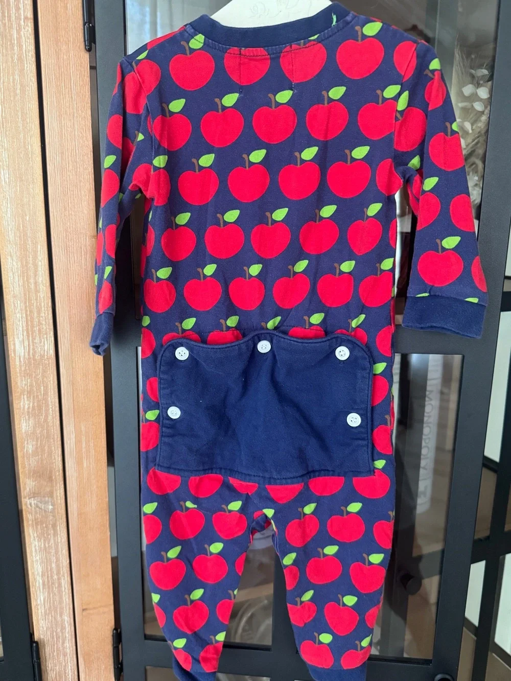 Eliza James apples coverall zippy back to school navy unisex romper baby boy